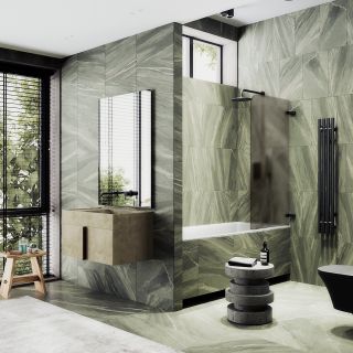 Шторка на ванну MaybahGlass MGV-649-6 40см чёрный